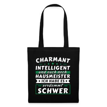 Charmant und intelligent - Hausmeister Edition - Stoffbeutel - Schwarz - Vorne