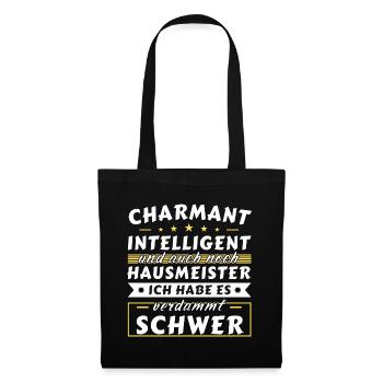 Charmant und intelligent - Hausmeister Edition - Stoffbeutel - Schwarz - Vorne