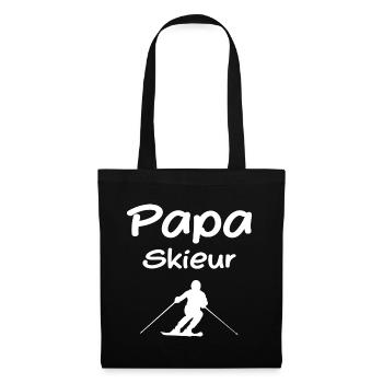 Papa Skieur - Père Skieur - Sac en tissu - noir - Devant