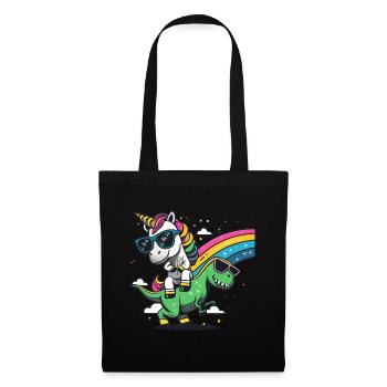 Licorne chevauchant un T-Rex - Sac en tissu - noir - Devant