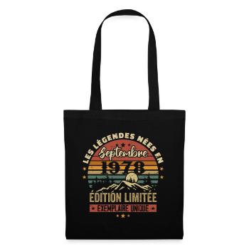 Rétro 1978 - Les légendes nées en Septembre 1978 - Sac en tissu - noir - Devant