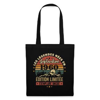 Rétro 1960 - Les légendes nées en Septembre 1960 - Sac en tissu - noir - Devant