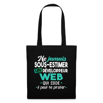 Informaticien homme. Cadeau humour. Informatique - Sac en tissu - noir - Devant