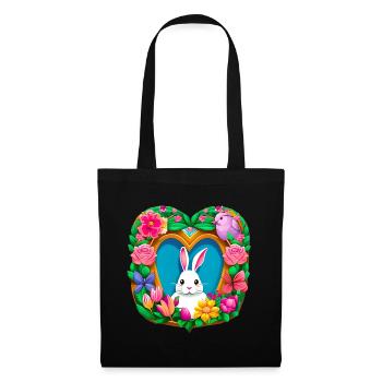 Easter Heart White Colorful Flowers - Tote Bag - black - Front
