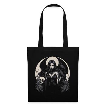 gothic girl and ravens over the moon - Tote Bag - black - Front
