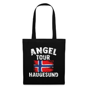 HAUGESUND - Angel Tour Norwegen Personalisierbar - Stoffbeutel - Schwarz - Vorne