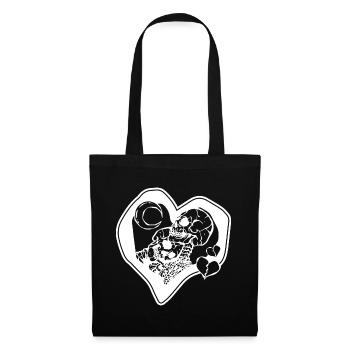 Squelettes amoureux - Sac en tissu - noir - Devant