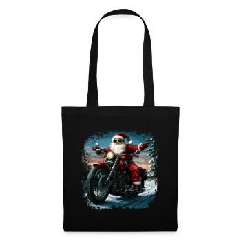 Motorcyclist Santa Claus - Tote Bag - black - Front