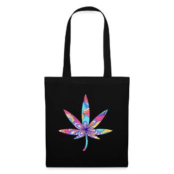 Fumer de l’herbe Cannabis 420 Feuille de cannabis - Sac en tissu - noir - Devant