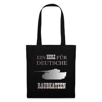 Panzer ein Herz für deutsche Raubkatzen - Stoffbeutel - Schwarz - Vorne