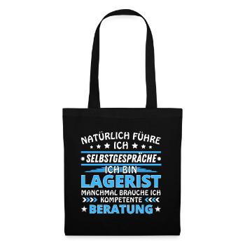 Ich führe Selbstgespräche - Lagerist Edition blau - Stoffbeutel - Schwarz - Vorne