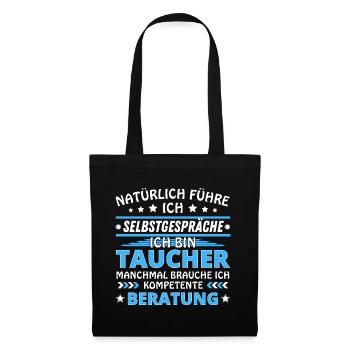 Ich führe Selbstgespräche - Taucher Edition blau - Stoffbeutel - Schwarz - Vorne