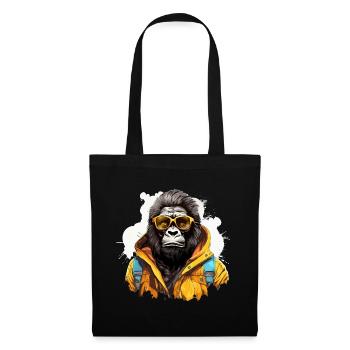Roi de la jungle urbaine. Gorille dans le style graffiti. - Sac en tissu - noir - Devant