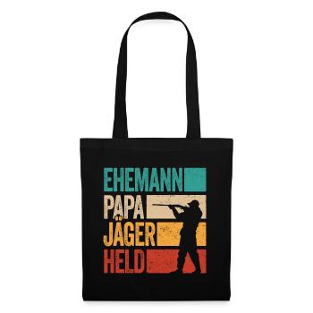 Ehemann Papa Jäger Held Rotwild Jagd Jagen Lustig - Stoffbeutel - Schwarz - Vorne