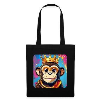 Singe souriant mignon avec couronne - Sac en tissu - noir - Devant