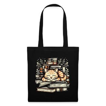 COZY CAT TAKING A NAP ON BOOKS - Tote Bag - black - Front