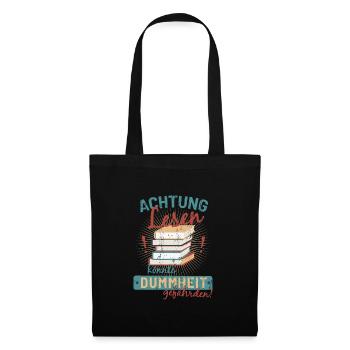 Reading books library knowledge sayings gift - Tote Bag - black - Front