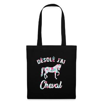 désolé j'ai cheval T shirt équitation - Sac en tissu - noir - Devant