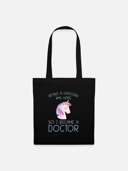 Einhorn Phd Doktortitel Uni Spruch Geschenk - Stoffbeutel - Schwarz