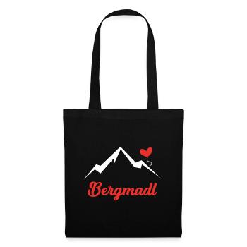 Bergmädl Liebe Herz Wandern Geschenk - Stoffbeutel - Schwarz - Vorne