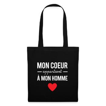 Mon cœur appartient à mon homme - Sac en tissu - noir - Devant