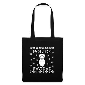 Police navidad Polizist Geschenk - Stoffbeutel - Schwarz - Vorne