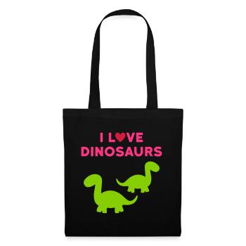I love dinosaurs (two brontosaurs, heart) - Tote Bag - black - Front