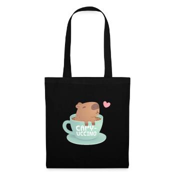Mignon Capybara dans une tasse de café Drôle capyuccino - Sac en tissu - noir - Devant