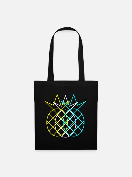 Ananas Abstrakt Neon - Stoffbeutel - Schwarz