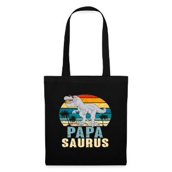 Papasaurus Fête des Pères Dinosaure T-Rex Idée Cadeau - Sac en tissu - noir - Devant