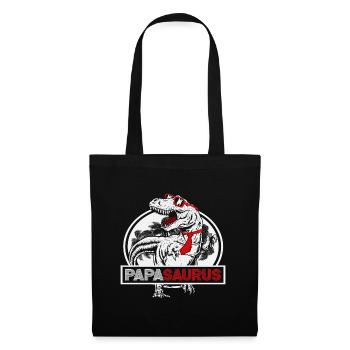 Papasaurus Vatertag Dinosaurier T-Rex Geschenkidee - Stoffbeutel - Schwarz - Vorne