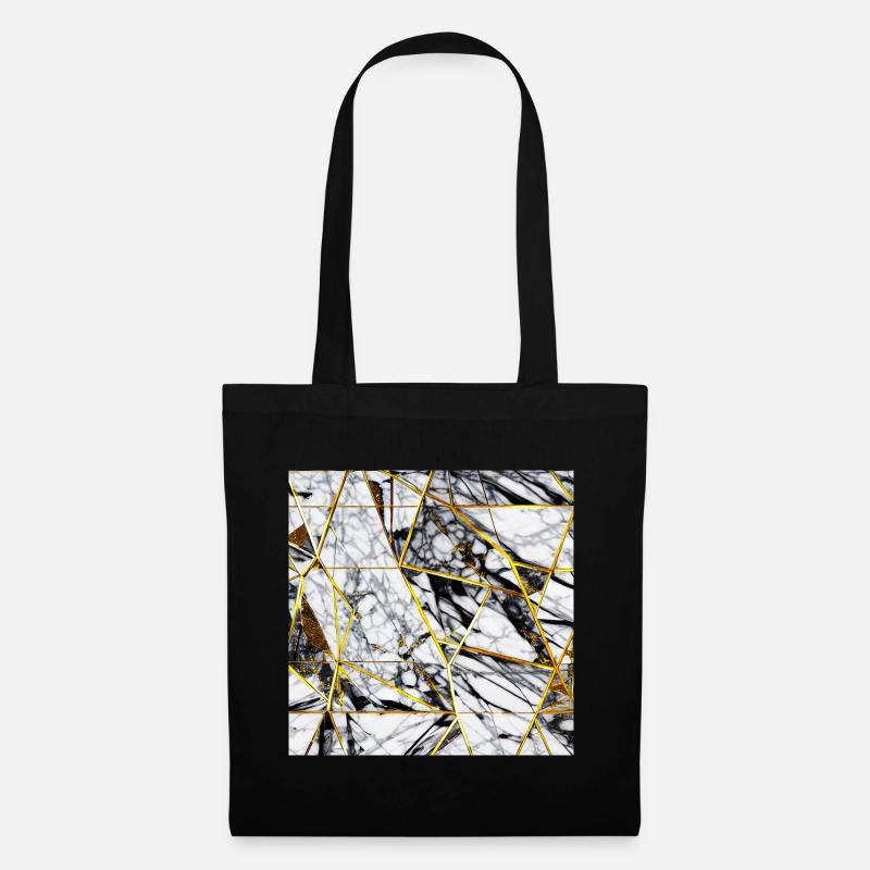 Marble Black White Gold Texture - Tote Bag - black
