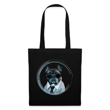 Mignon tyran de style mafia français bouledogue - Sac en tissu - noir - Devant