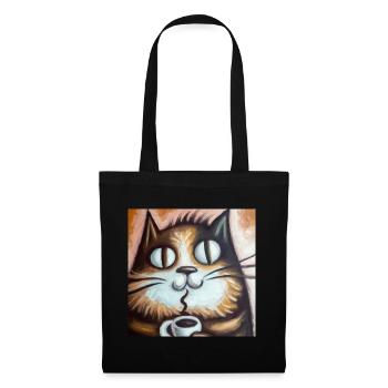 Cat enjoys coffee - Tote Bag - black - Front