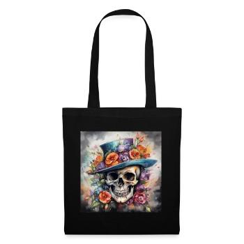 TÊTE DE MORT AU CHAPEAU FLEURI - Sac en tissu - noir - Devant