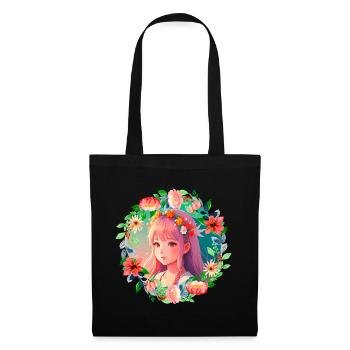 Anime Manga Kpop Girl in Garden - Tote Bag - black - Front
