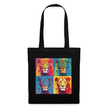 LÖWE POP ART - Stoffbeutel - Schwarz - Vorne