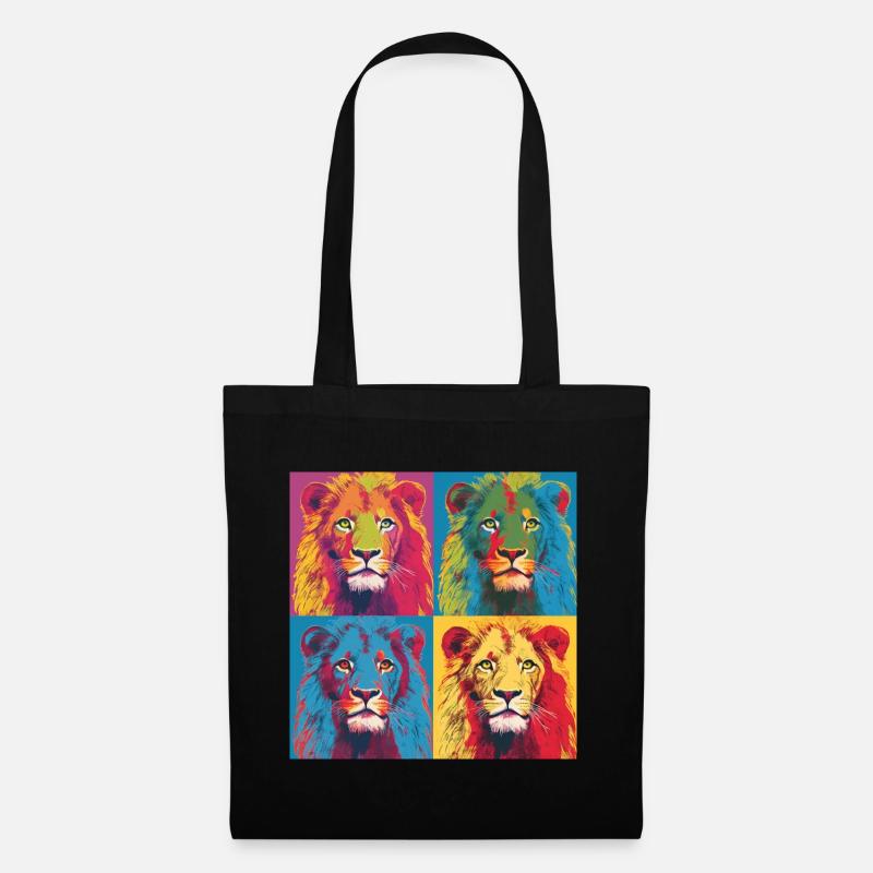 LION POP ART - Sac en tissu - noir