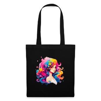 Girl with bright colorful hair - Tote Bag - black - Front