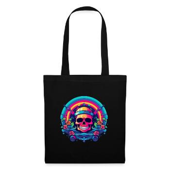 Crâne avec de l’eau et des roses - Sac en tissu - noir - Devant