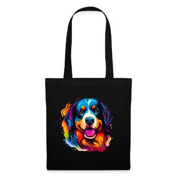 Berner Sennenhund in Regenbogenfarben - Stoffbeutel - Schwarz - Vorne