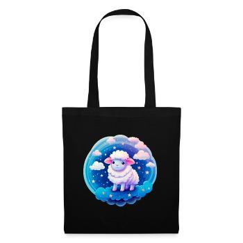 Mouton doux la nuit avec des étoiles - Sac en tissu - noir - Devant
