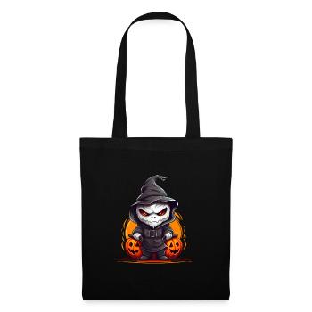 Visage fantôme d’Halloween avec capuchon - Sac en tissu - noir - Devant