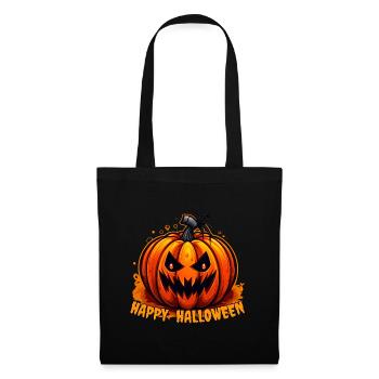 Joyeux visage de citrouille d’Halloween - Sac en tissu - noir - Devant