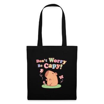 Cute Capybara And Butterflies Don't Worry Be Capy - Tote Bag - black - Front