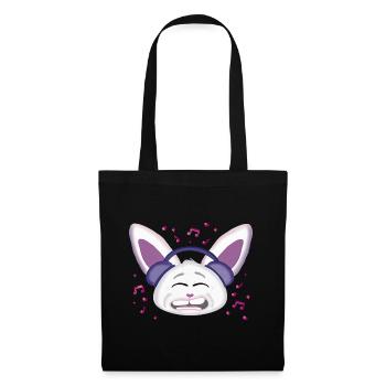 Cartoon Hase mit Kopfhörer hört Musik - Stoffbeutel - Schwarz - Vorne