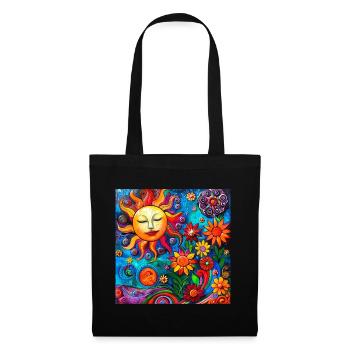 Motif grand soleil - Sac en tissu - noir - Devant