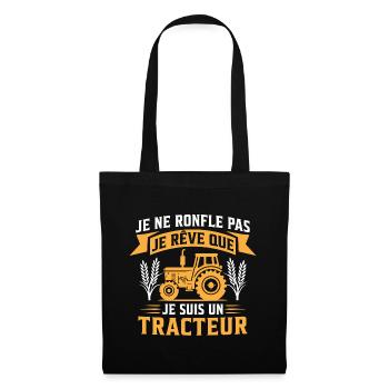 je ne ronfle pas je reve que je suis un tracteur - Sac en tissu - noir - Devant