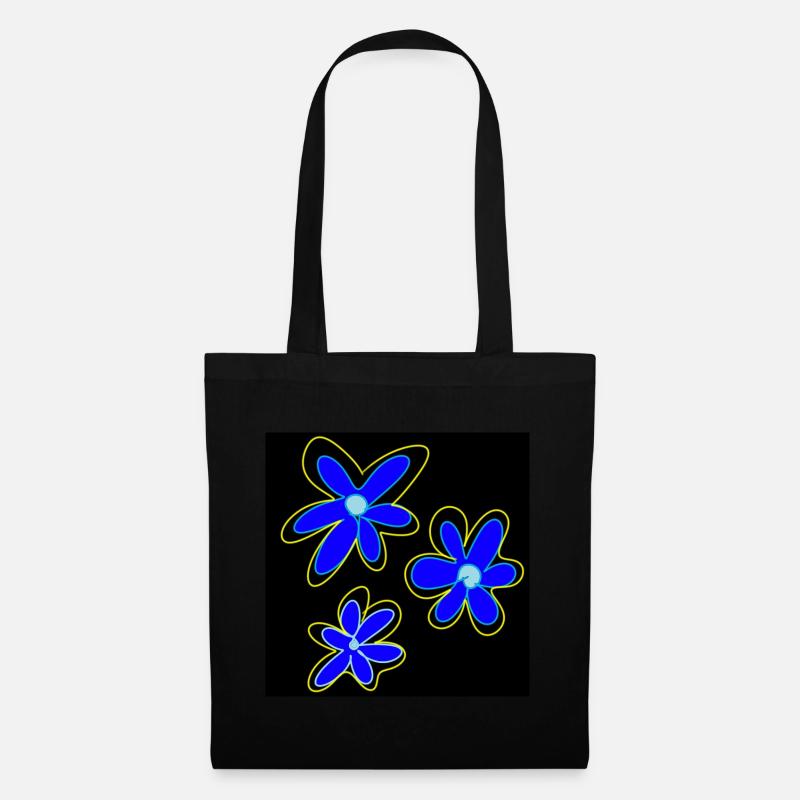 Trois fleurs bleues - Sac en tissu - noir