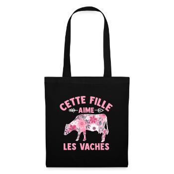 Cette Fille Aime Les Vaches - Sac en tissu - noir - Devant